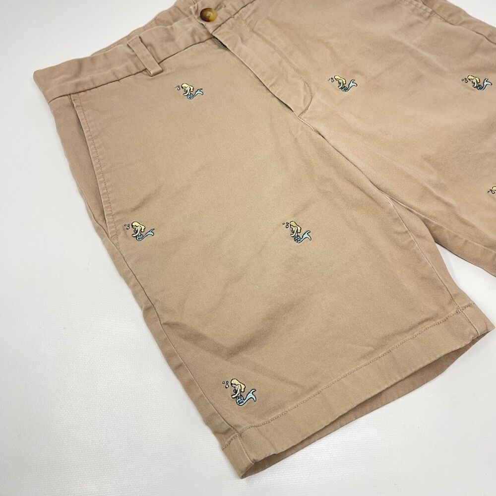 Vineyard Vines Khaki 9” Mermaid Embroidered Breaker Shorts Men Big Boys Size 28 - Picture 4 of 12